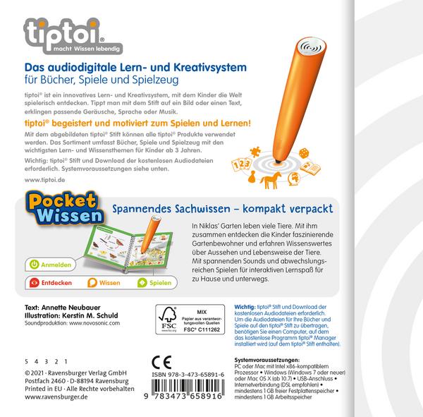 9783473658916: Ravensburger - tiptoi Tiere im Garten von Annette Neubauer. Mini thumb