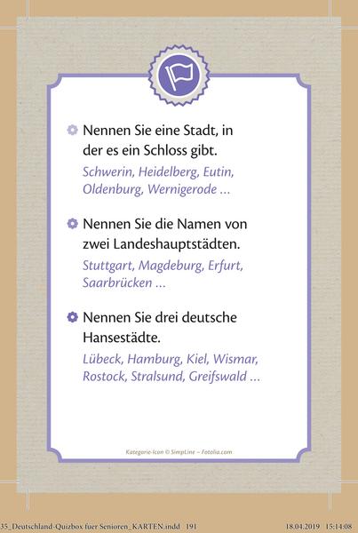 Die große Deutschland-Quizbox für Senioren (Kartenspiel) von Birgit Ebbert